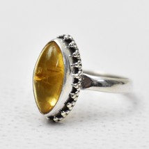 925 Argent Sterling Naturel Citrine Fiançailles Femme Mariage Taille Bague 4-12 - £30.24 GBP