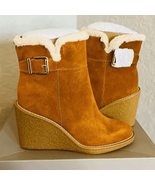FRANCO SARTO Ulayna Water Resistant Suede Fleece Wedge Bootie, Brown, NWT - €76,87 EUR