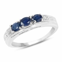 925 Argent Naturel Certifié Bleu Sapphire2 Carat Threegemstone Rhodium B... - £41.11 GBP