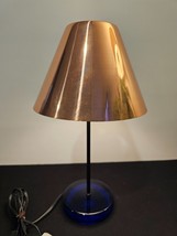 Mid Century 17.5&quot; Lamp w/ Metallic Shade, Glass Base, &amp; Metal Shaft - £53.25 GBP
