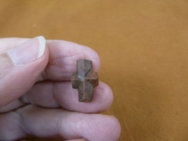 (CR593-104) 5/8&quot; Fairy Stone Christian Cross Oiled Staurolite Crystal Matrix - £12.54 GBP