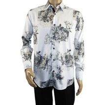 Men Sports Shirt by DE-NIKO Long Sleeves Fashion Print Soft Modal 2007020 White image 4