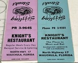 Lot Of 2 Matchbook  Covers. Knights Restaurant   Wachula, FL  gmg  Unstruck - $14.85