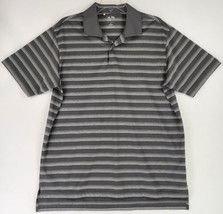 Adidas Climalite Shirt Mens Medium Gray White Striped Dadcore Classic Golf Polo - £18.63 GBP