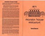 1871 Mansion House Restaurant Luncheon Menu Watsonville California 1985 - $24.72