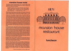1871 Mansion House Restaurant Luncheon Menu Watsonville California 1985 - £19.35 GBP