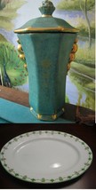 Gustavsberg Pottery Sweden GOLD Overlay URN VASE OVAL TRAY X TIFFANY PIC - $75.23+