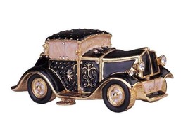 Jeweled Enamel Pewter Vintage Car Hinged Trinket Ring Jewelry Box Terra Cottage - £20.95 GBP