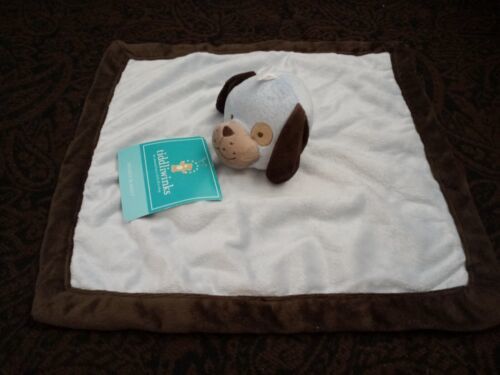 Primary image for Tiddliwinks Blue Puppy Dog Security Blanket Lovey Brown Trim w Eye Patch
