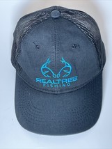 RealTree Fishing Hat Cap Mens Teal Logo Black Trucker Cap - $9.89