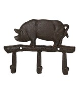 Pack Of 2 Cast Iron Rustic Farmhouse Hog Boar Pig 3 Peg Wall Hooks Organ... - $478.49 MXN