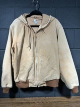 Vintage Carhartt J131 Duck Hooded Zip Jacket Faded Distressed Made In US... - $60.00