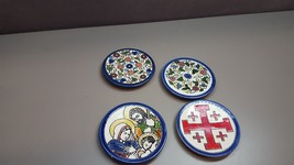 Lot of 4 Ceramic COASTERS Religious Christian Designs EUROPEAN Floral - £19.35 GBP