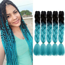 Doren Jumbo Braids Synthetic Hair Extensions 5pcs, T14 black-sky blue

 - $24.69