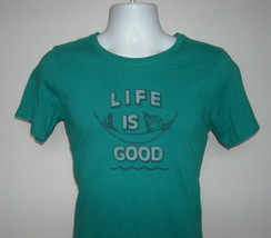Womens Life Is Good Hammock T Shirt Medium Classic Fit Green - $22.72