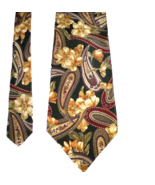 Windsor Silk Men&#39;s Necktie Paisley Green Brown Golds Flowers Made in Cos... - $9.39