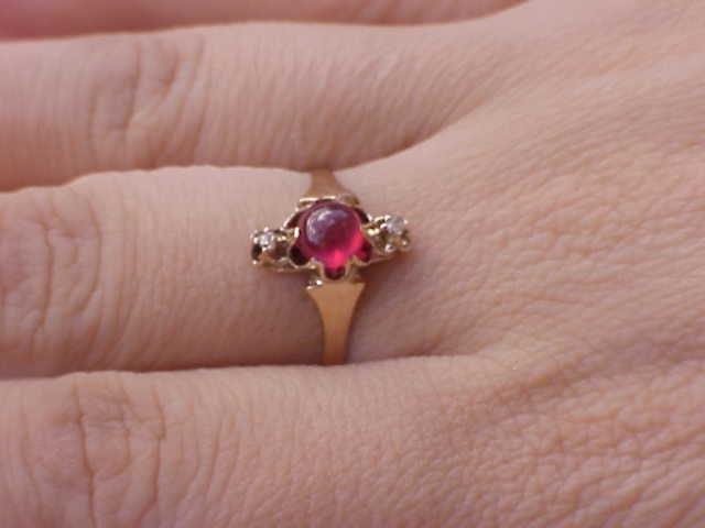12K Gold Antique Victorian Vintage Genuine Ruby  & Diamond Ring ,1800s - £494.19 GBP