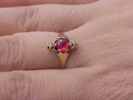 12K Gold Antique Victorian Vintage Genuine Ruby  &amp; Diamond Ring ,1800s - £499.99 GBP