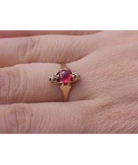 12K Gold Antique Victorian Vintage Genuine Ruby  &amp; Diamond Ring ,1800s - $11,909.21 MXN
