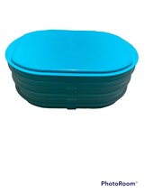 Tupperware Teal Blue Fridge Stackables Set Of 3 Stacking Containers &amp; Lid - $10.00