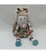 Oriental Trading Co Handmade Wood Cork Button Bunny With Flower Dress - $11.14