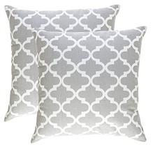 TreeWool (Pack of 2) Decorative Throw Pillow Covers Trellis Accent in 100% Cotto - £12.71 GBP