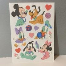 Vintage Sandylion Disney Babies Fuzzy Stickers Mickey Mouse Goofy Pluto Minnie - £14.17 GBP