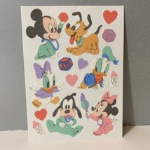 Vintage Sandylion Disney Babies Fuzzy Stickers Mickey Mouse Goofy Pluto Minnie - £13.45 GBP