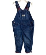 OshKosh Toddler Size 3T Blue Denim Bib Overalls w Buffalo Check Lined Cu... - £7.36 GBP