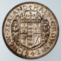 1942 Nouvelle-Zélande 1/2 Couronne Km#11 XF État - $82.93 CAD