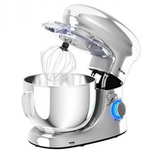 6.3 Quart Tilt-Head Food Stand Mixer 6 Speed 660W-Silver - Color: Silver - £139.13 GBP