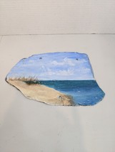 Hand Painted Slate Wall Hanging Folk Art Unfinished Beach Dune Coast - £8.95 GBP