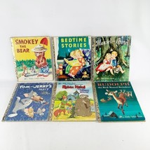 Vintage Little Golden Book Children&#39;s Hardcover Smokey the Bear Tom Jerry Lot 6 - £7.90 GBP