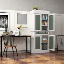 Kitchen 72&quot; Buffet Hutch Pantry Cabinet Cupboard w/ 4 Doors &amp; Adjustable Shelves - £248.10 GBP