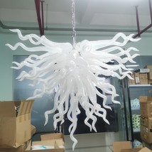 White Hand Blown Glass Chandelier Art Design Modern Light Lamp Living Room Home - £664.25 GBP