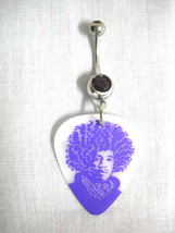 Jimi Hendrix Purple Color Van Hamersveld Print Guitar Pick Purple Cz Navel Ring - £4.67 GBP
