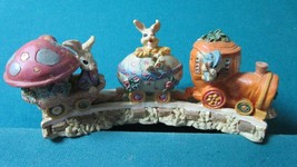 Rabbits Train Easter Figurine 9&quot; in Original Compatible with Box - $29.39