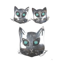 Mid Century Taxco Sterling cat pin/earrings with turquoise eyes - $193.05