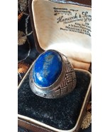 Antique Vintage 1980-s 925 Silver Lapis Lazuli  Huge Signet/Ring Size UK... - $161.46 CAD
