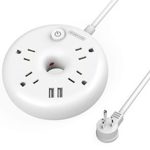 NTONPOWER Power Strip Flat Plug with Circuit Breaker, 4 Outlet 2 USB Desktop Cha - £24.67 GBP