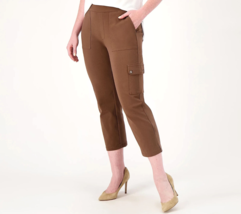 Susan Graver Weekend Premium Stretch Pull-On Crop Pants- Driftwood, Petite XL - £25.38 GBP