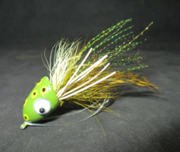 Vintage Fly-Fishing Lure Weedless Floating Frog Green 2.5&quot; Head to Tail - £3.13 GBP