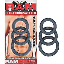 Ram Cocksweller Penis Rings Silicone Cock Ring 3 Pack Black - £11.18 GBP