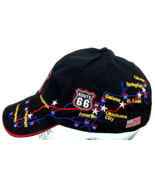 Route 66 Map Cap Hat Adult Embroidered Logo Adjustable StrapBack Black - $20.51 CAD
