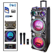 Befree 700W Dual 10&quot; Subwoofer Portable Bluetooth PA DJ Party Speaker w Lights - £218.27 GBP