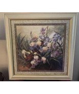Home Interiors Iris Picture 32&quot;x32&quot; Cream White Frame Fran Di Giacomo Be... - $108.30 CAD