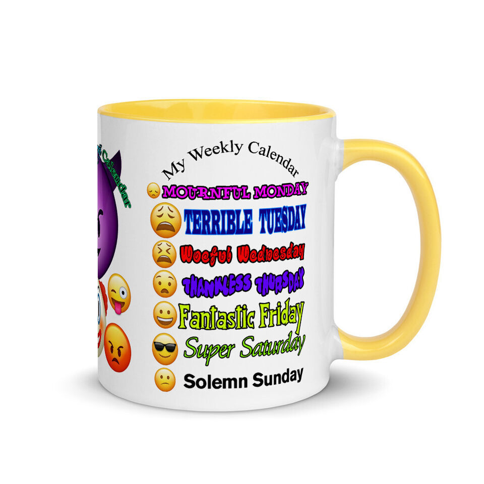 My Weekly Emoji Calendar Coffee Tea Hot Chocolate Beverage Mug (4 Color ... - $18.99