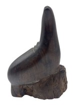 Seal Sea Lion Hand Carved Dark Wood Statue Nautical Decor Ocean Beach Figurine - £20.44 GBP