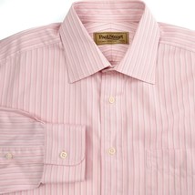 Paul Stuart Spread Collar Pink Herringbone Stripe Dress Shirt 15- 33 Slim Fit - $34.54