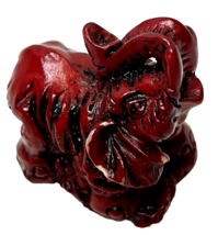 Vintage Miniature 1 inch Elephant Trunk Up Figurine Deep Red Resin - £11.83 GBP